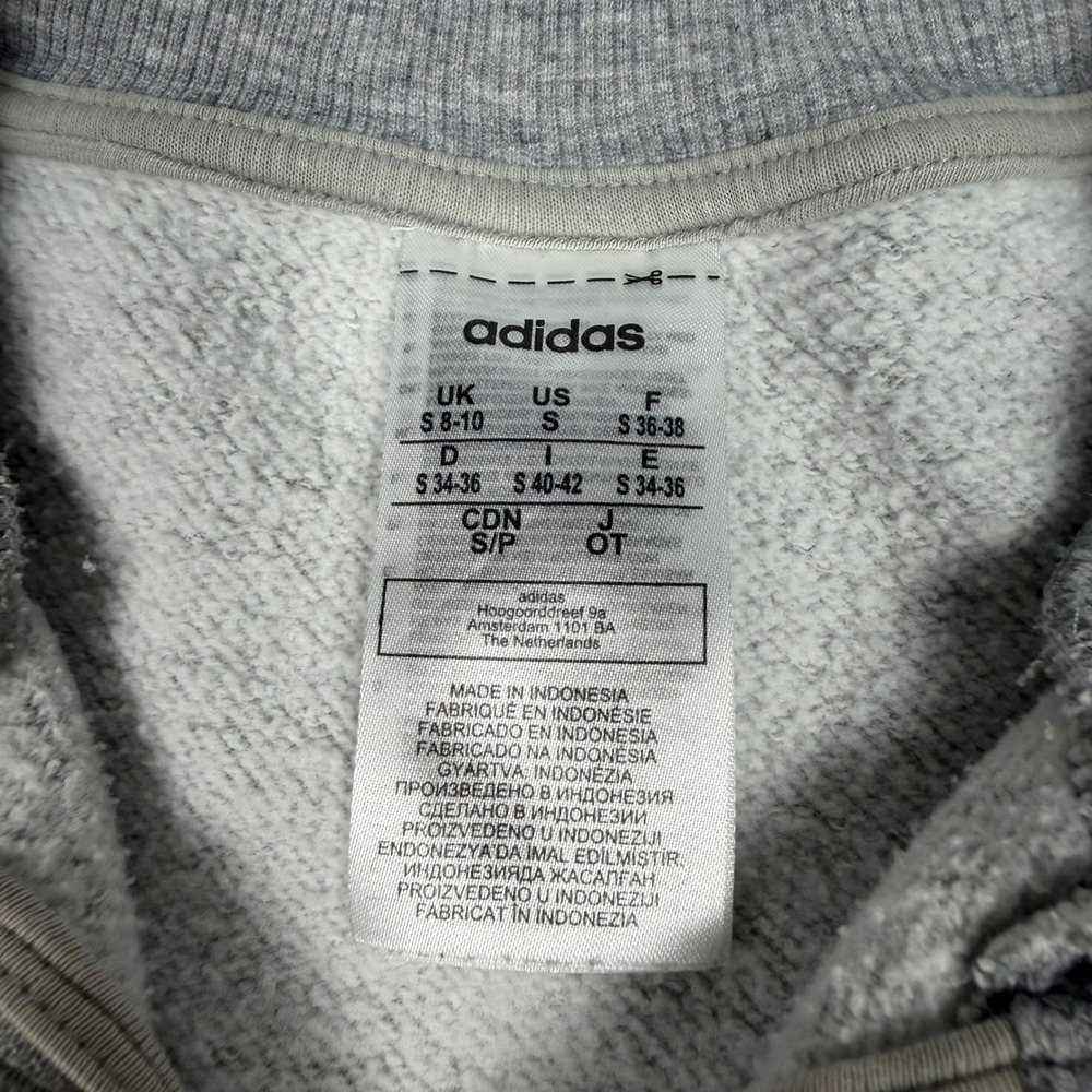Y2K Mens Adidas Quarter Zip Embroidered Center Logo Sweatshirt Grey Small - Picture 4 of 7